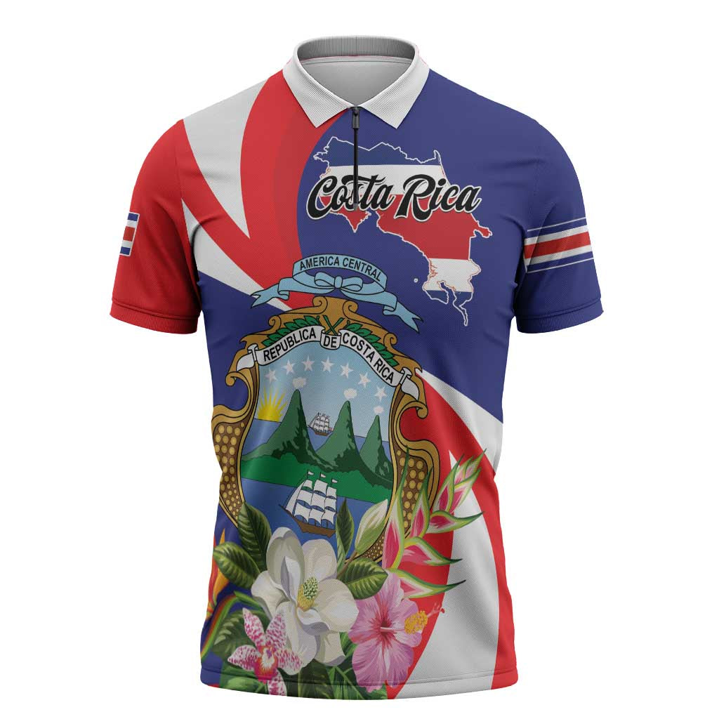 Personalized Costa Rica Pura Vida Tropical Zipper Polo Shirt - Wonder Print Shop