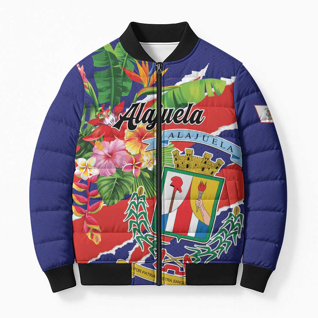 Personalized Costa Rica Alajuela Province Bomber Puffer Jacket - Wonder Print Shop