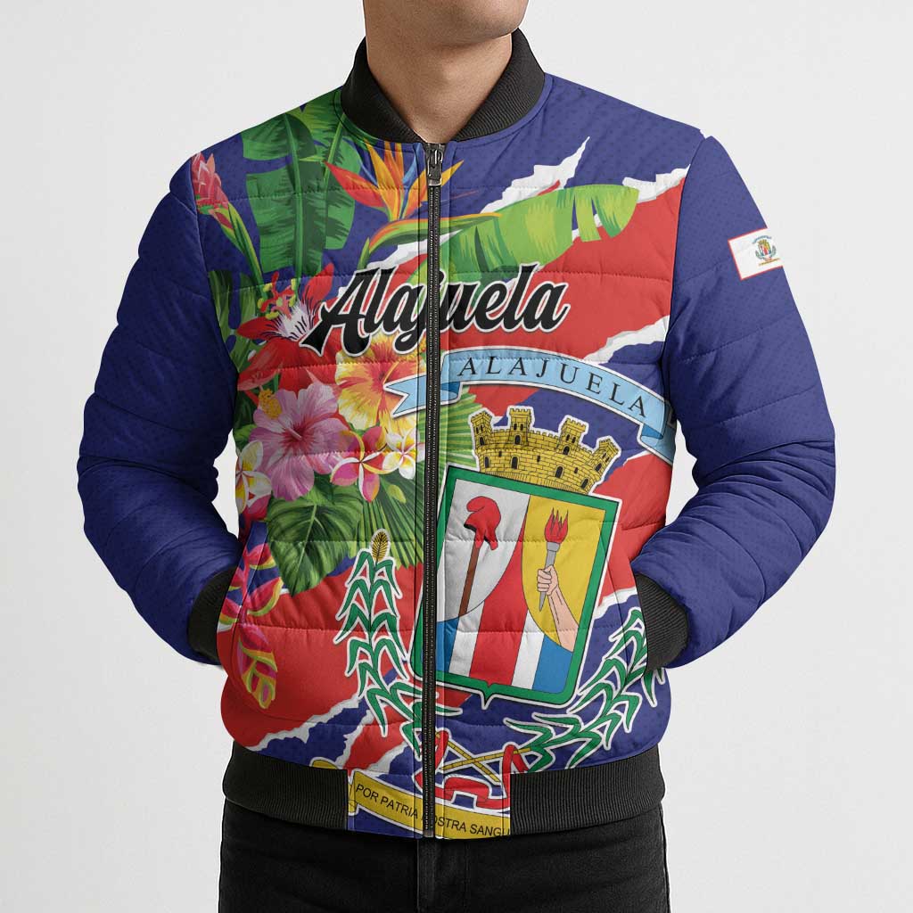 Personalized Costa Rica Alajuela Province Bomber Puffer Jacket - Wonder Print Shop