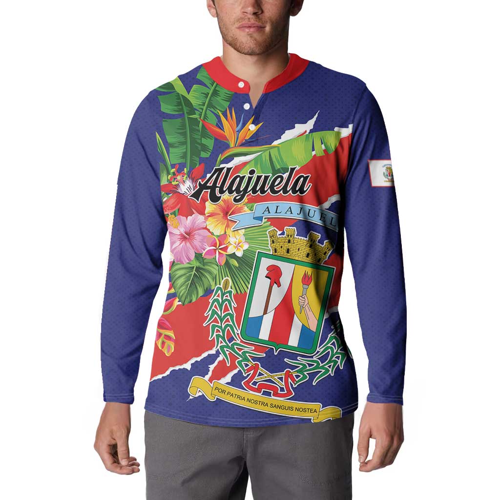 Personalized Costa Rica Alajuela Province Button Sweatshirt - Wonder Print Shop