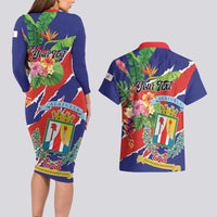 Personalized Costa Rica Alajuela Province Couples Matching Long Sleeve Bodycon Dress and Hawaiian Shirt - Wonder Print Shop