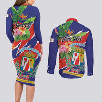 Personalized Costa Rica Alajuela Province Couples Matching Long Sleeve Bodycon Dress and Long Sleeve Button Shirt - Wonder Print Shop