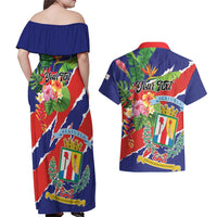 Personalized Costa Rica Alajuela Province Couples Matching Off Shoulder Maxi Dress and Hawaiian Shirt - Wonder Print Shop