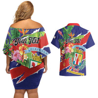 Personalized Costa Rica Alajuela Province Couples Matching Off Shoulder Short Dress and Hawaiian Shirt - Wonder Print Shop