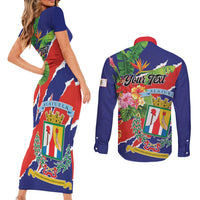 Personalized Costa Rica Alajuela Province Couples Matching Short Sleeve Bodycon Dress and Long Sleeve Button Shirt - Wonder Print Shop