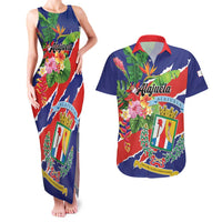 Personalized Costa Rica Alajuela Province Couples Matching Tank Maxi Dress and Hawaiian Shirt - Wonder Print Shop