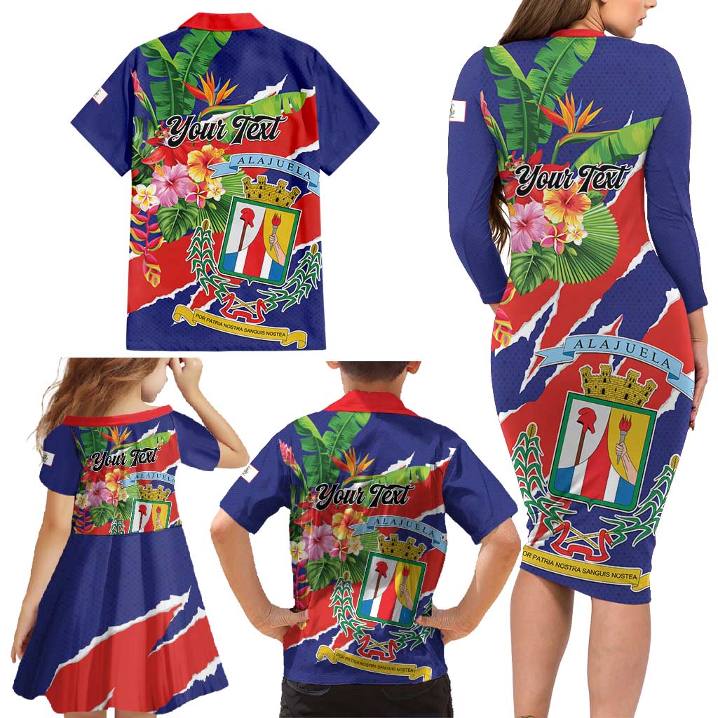Personalized Costa Rica Alajuela Province Family Matching Long Sleeve Bodycon Dress and Hawaiian Shirt - Wonder Print Shop