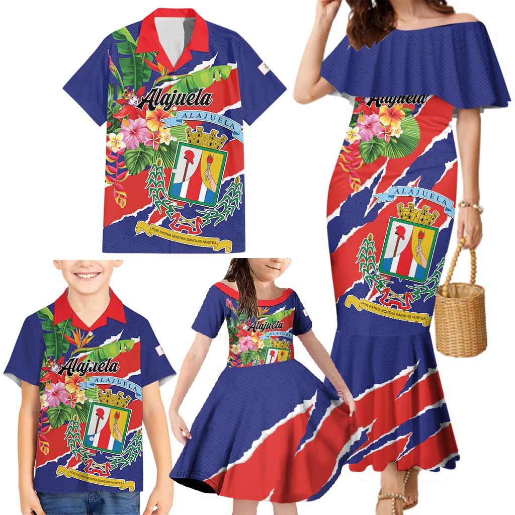 Personalized Costa Rica Alajuela Province Family Matching Mermaid Dress and Hawaiian Shirt - Wonder Print Shop