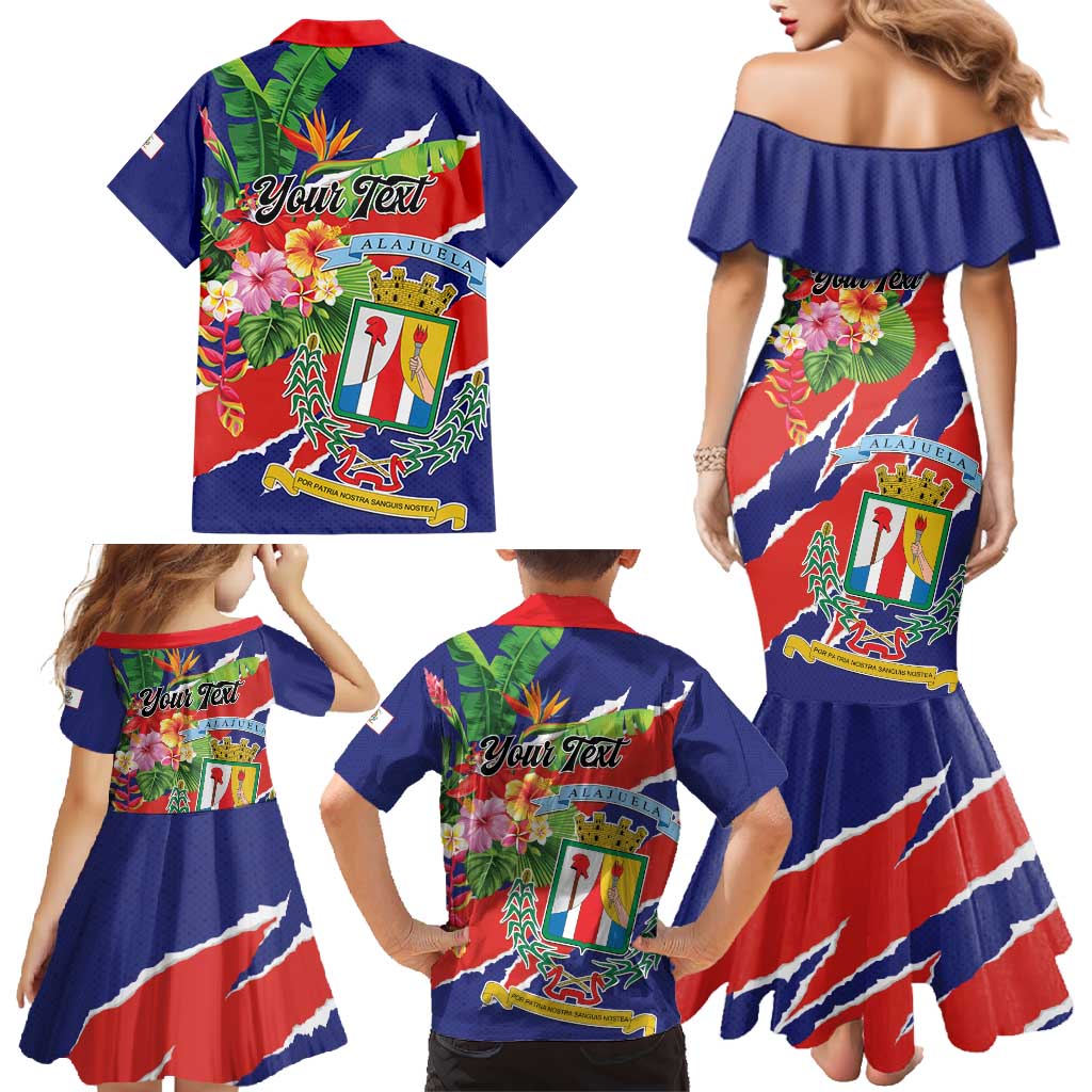 Personalized Costa Rica Alajuela Province Family Matching Mermaid Dress and Hawaiian Shirt - Wonder Print Shop