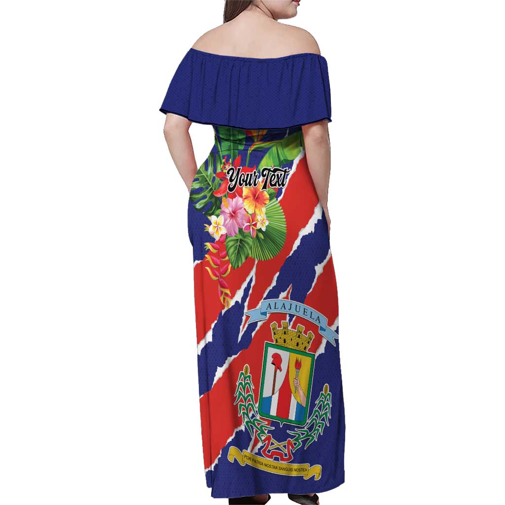 Personalized Costa Rica Alajuela Province Family Matching Off Shoulder Maxi Dress and Hawaiian Shirt - Wonder Print Shop
