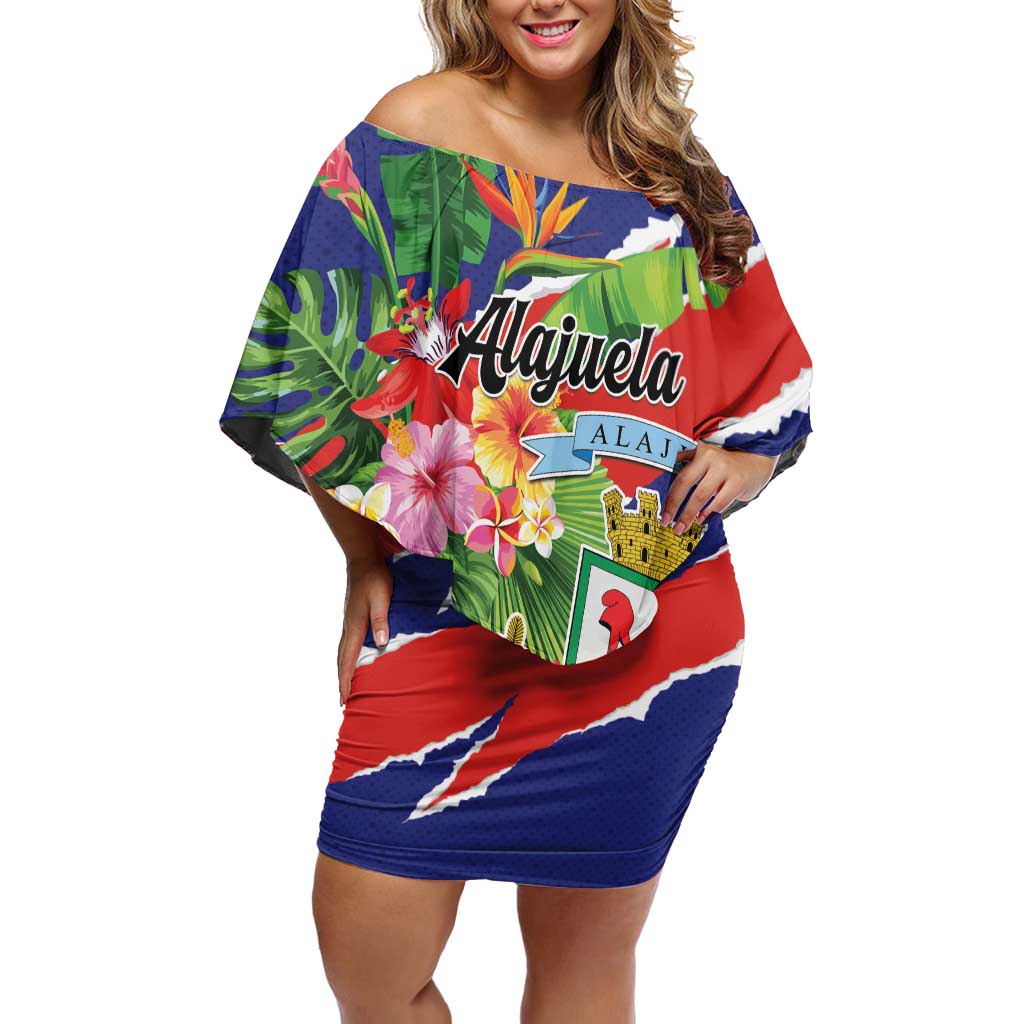 Personalized Costa Rica Alajuela Province Family Matching Off Shoulder Short Dress and Hawaiian Shirt - Wonder Print Shop