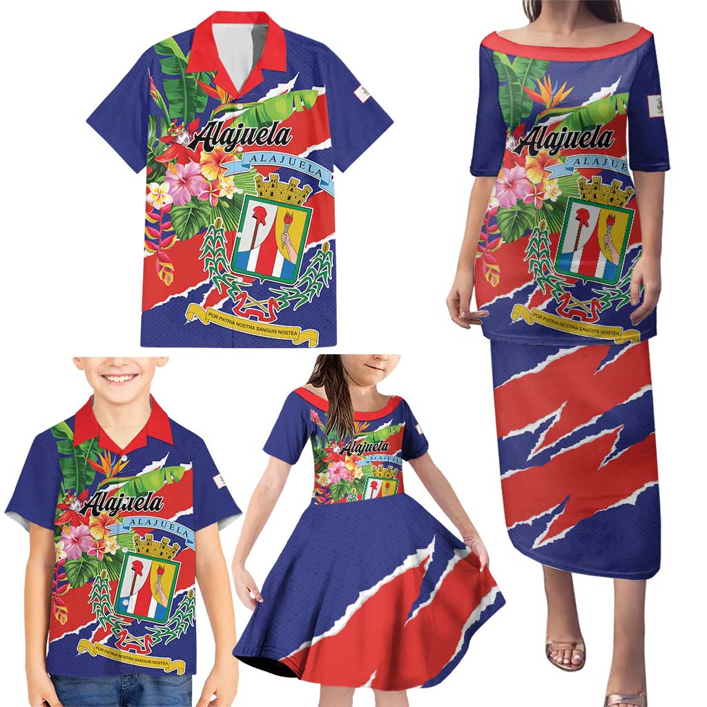 Personalized Costa Rica Alajuela Province Family Matching Puletasi and Hawaiian Shirt - Wonder Print Shop