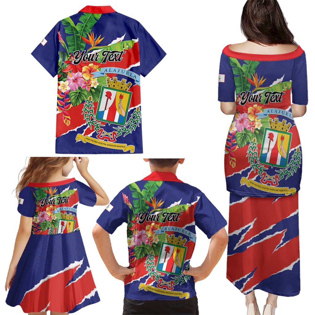 Personalized Costa Rica Alajuela Province Family Matching Puletasi and Hawaiian Shirt - Wonder Print Shop