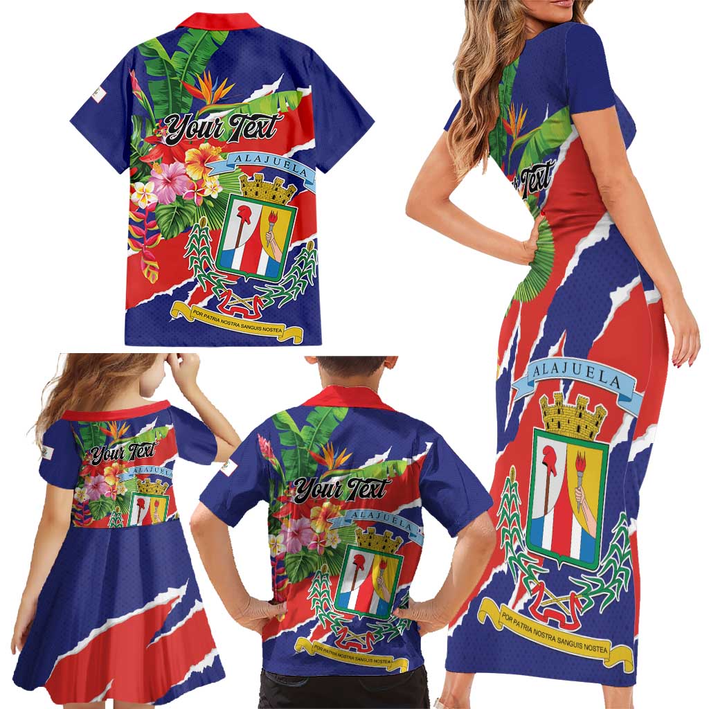 Personalized Costa Rica Alajuela Province Family Matching Short Sleeve Bodycon Dress and Hawaiian Shirt - Wonder Print Shop