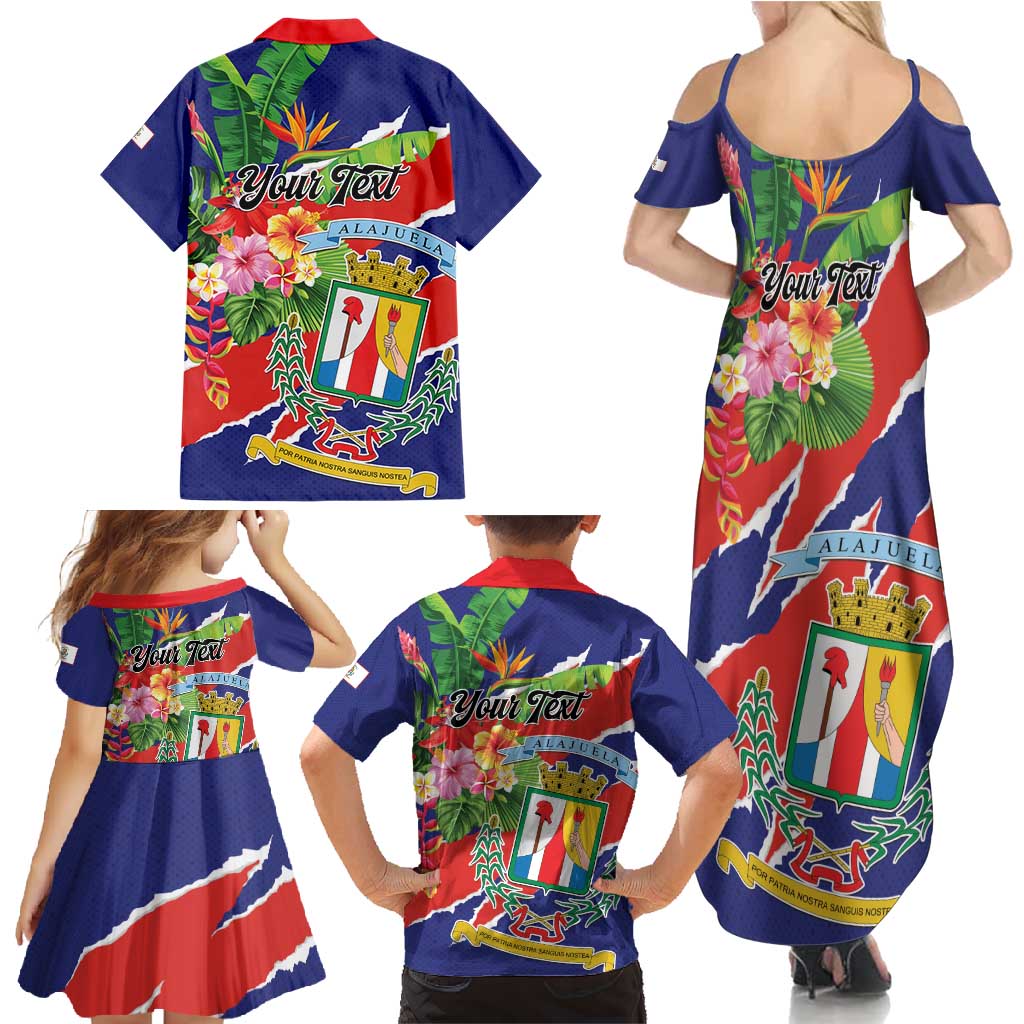 Personalized Costa Rica Alajuela Province Family Matching Summer Maxi Dress and Hawaiian Shirt - Wonder Print Shop