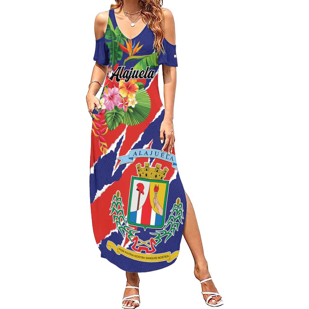Personalized Costa Rica Alajuela Province Family Matching Summer Maxi Dress and Hawaiian Shirt - Wonder Print Shop