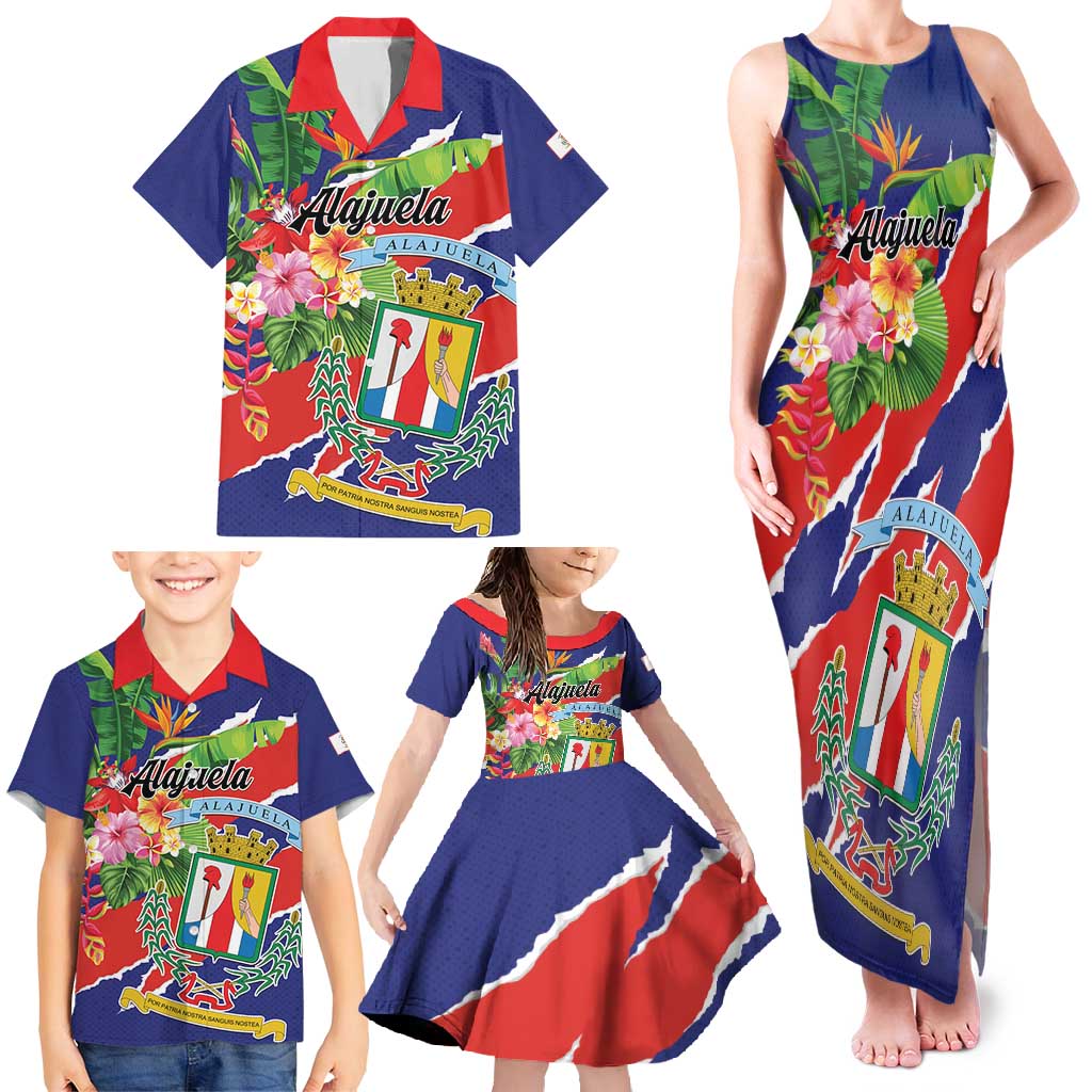 Personalized Costa Rica Alajuela Province Family Matching Tank Maxi Dress and Hawaiian Shirt - Wonder Print Shop