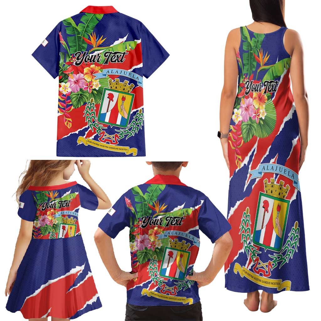 Personalized Costa Rica Alajuela Province Family Matching Tank Maxi Dress and Hawaiian Shirt - Wonder Print Shop