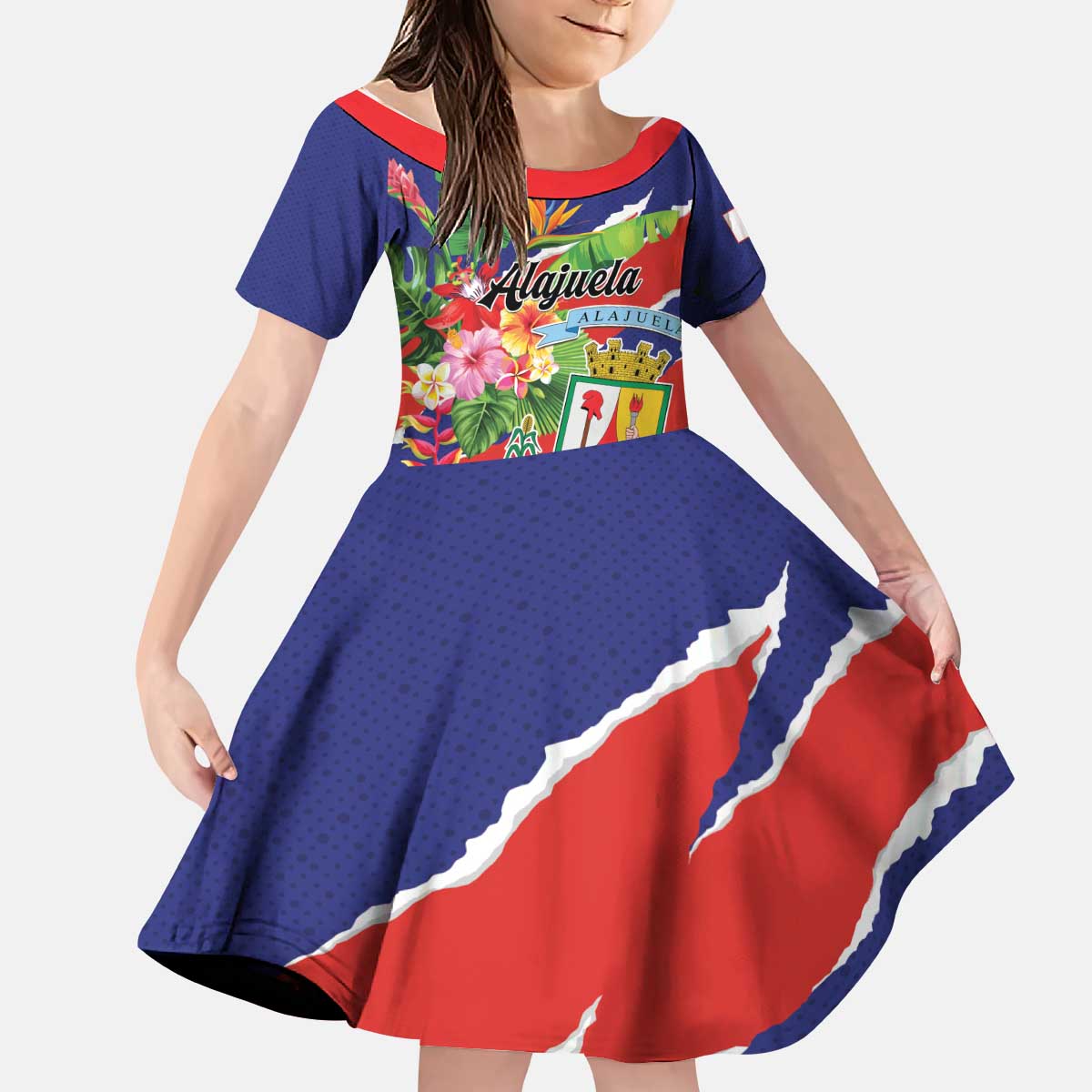 Personalized Costa Rica Alajuela Province Kid Short Sleeve Dress - Wonder Print Shop