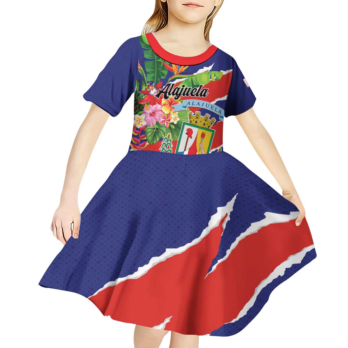 Personalized Costa Rica Alajuela Province Kid Short Sleeve Dress - Wonder Print Shop