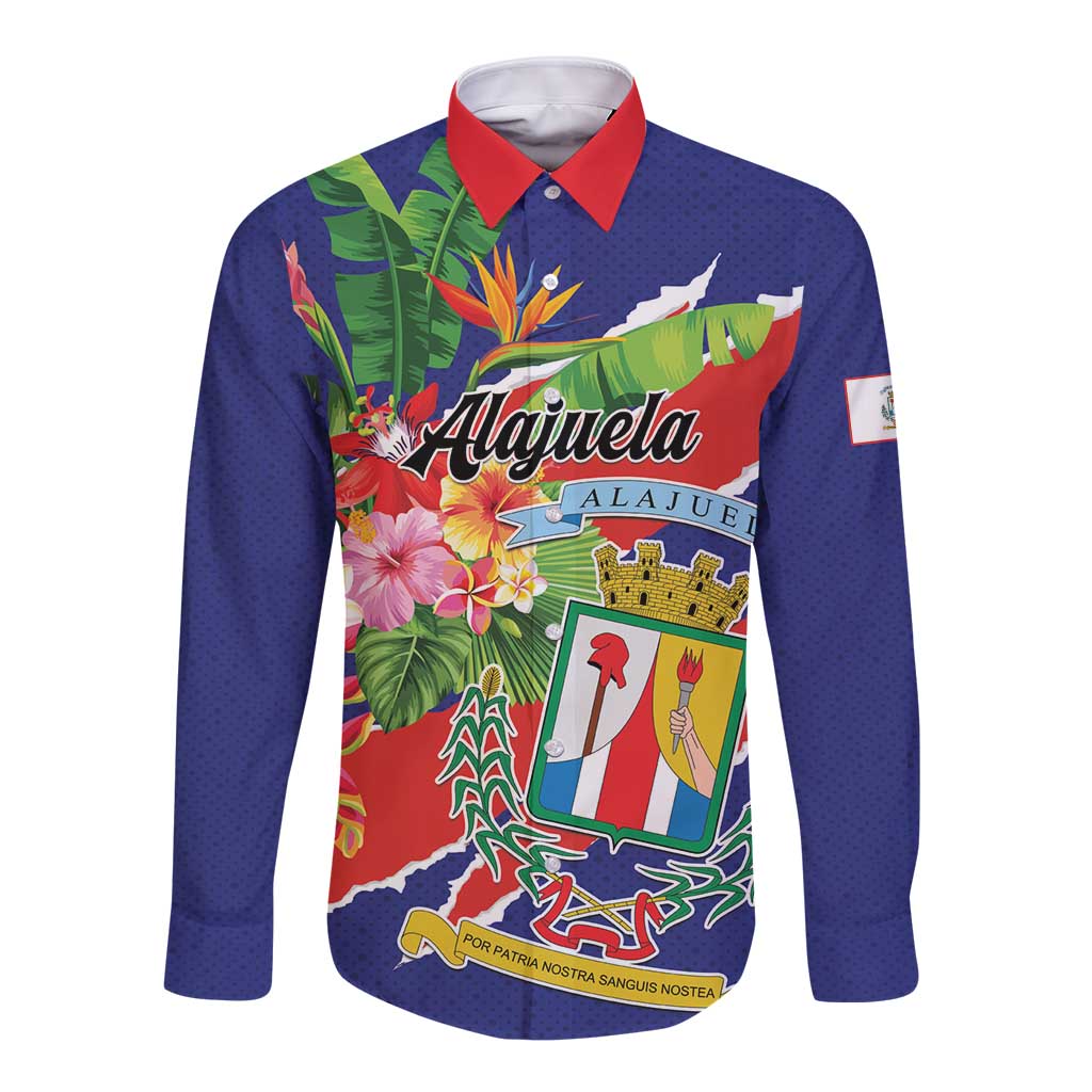 Personalized Costa Rica Alajuela Province Long Sleeve Button Shirt - Wonder Print Shop