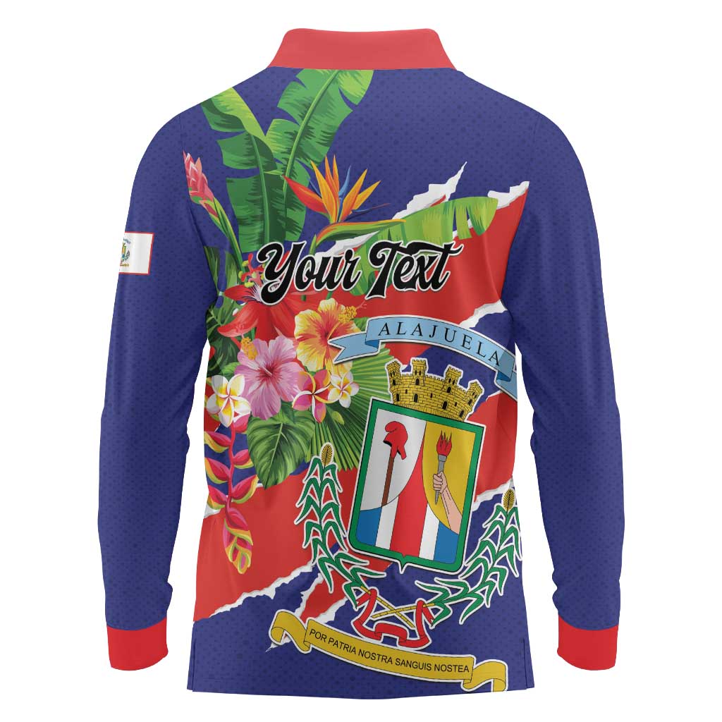 Personalized Costa Rica Alajuela Province Long Sleeve Polo Shirt - Wonder Print Shop