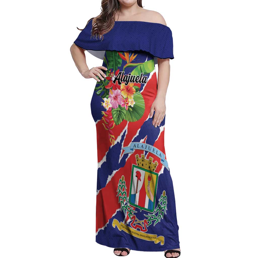 Personalized Costa Rica Alajuela Province Off Shoulder Maxi Dress - Wonder Print Shop