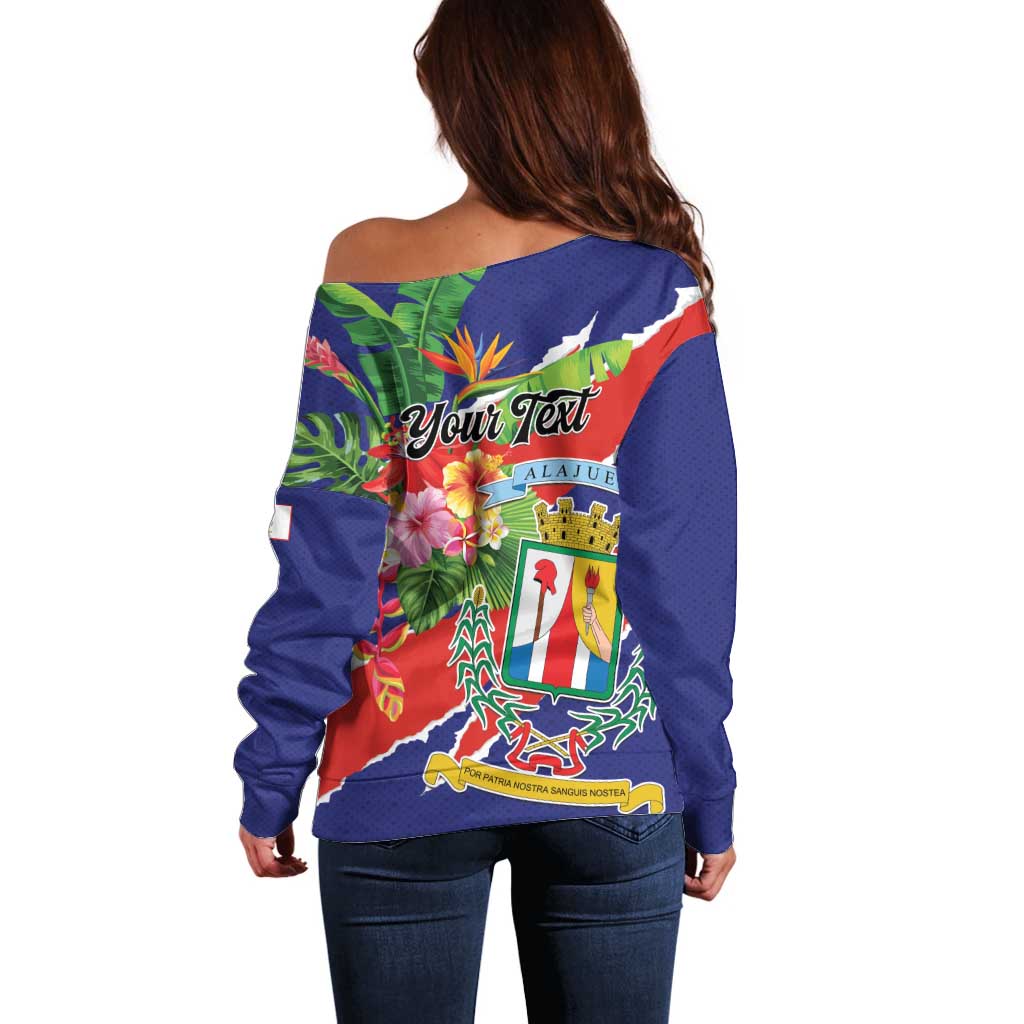 Personalized Costa Rica Alajuela Province Off Shoulder Sweater - Wonder Print Shop