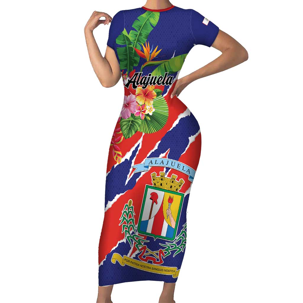 Personalized Costa Rica Alajuela Province Short Sleeve Bodycon Dress - Wonder Print Shop