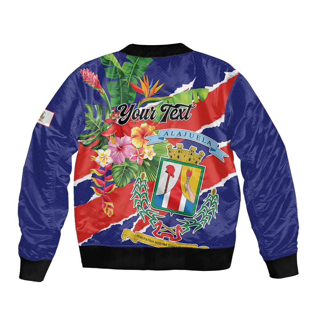 Personalized Costa Rica Alajuela Province Sleeve Zip Bomber Jacket - Wonder Print Shop
