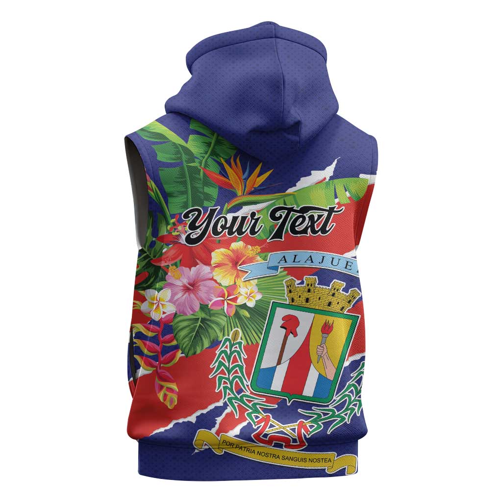 Personalized Costa Rica Alajuela Province Sleeveless Hoodie - Wonder Print Shop