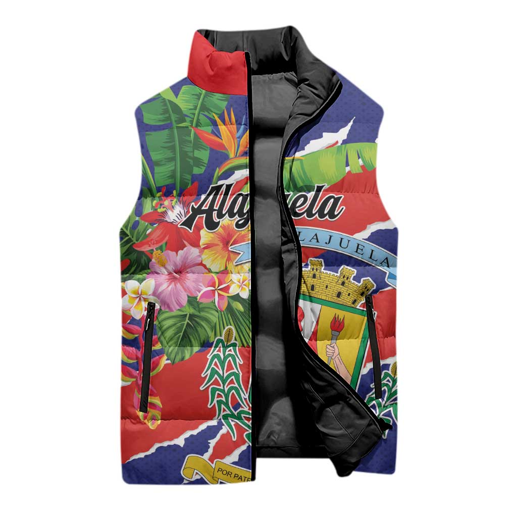 Personalized Costa Rica Alajuela Province Sleeveless Puffer Jacket - Wonder Print Shop