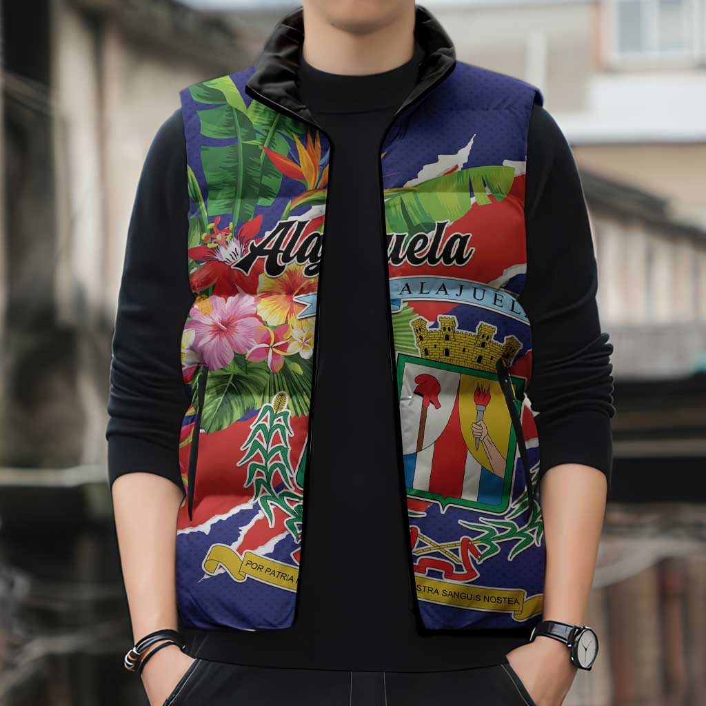 Personalized Costa Rica Alajuela Province Sleeveless Puffer Jacket - Wonder Print Shop