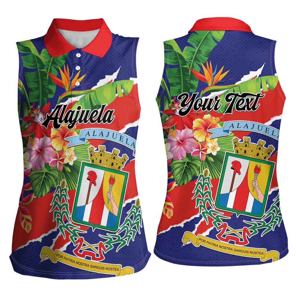 Personalized Costa Rica Alajuela Province Women Sleeveless Polo Shirt - Wonder Print Shop