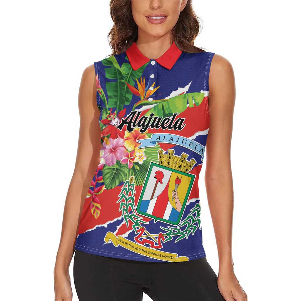 Personalized Costa Rica Alajuela Province Women Sleeveless Polo Shirt - Wonder Print Shop