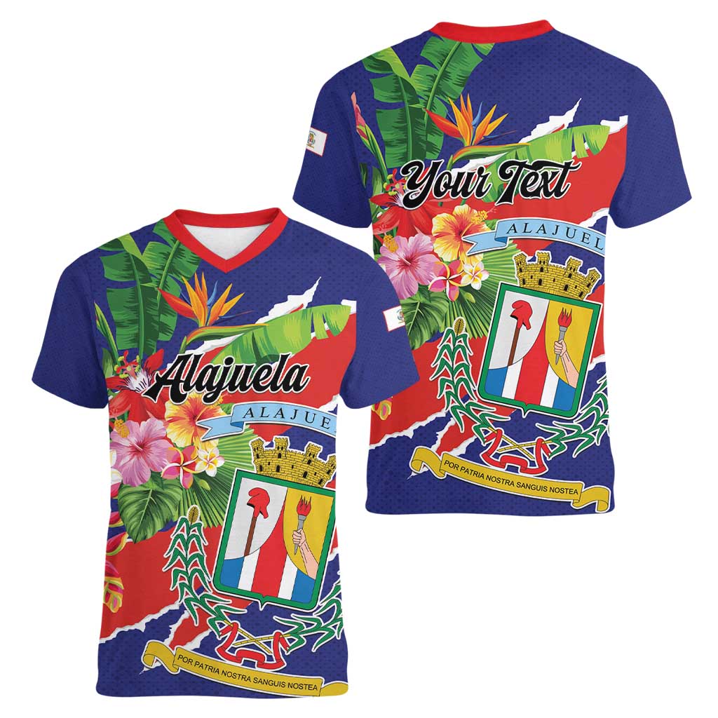 Personalized Costa Rica Alajuela Province Women V-Neck T-Shirt - Wonder Print Shop