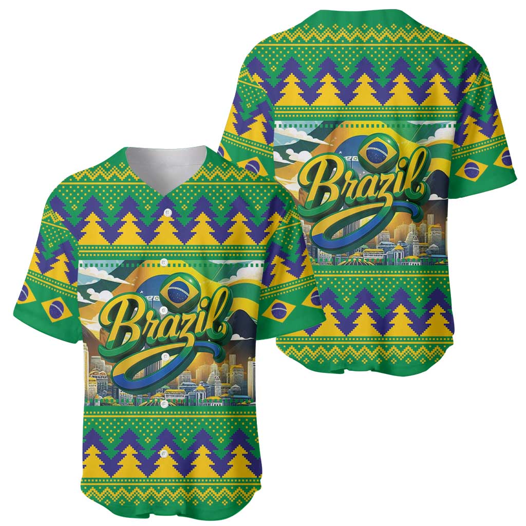 Brazil Christmas Feliz Natal Baseball Jersey - Wonder Print Shop