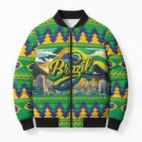 Brazil Christmas Feliz Natal Bomber Puffer Jacket - Wonder Print Shop