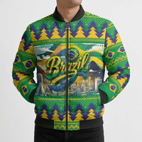 Brazil Christmas Feliz Natal Bomber Puffer Jacket - Wonder Print Shop