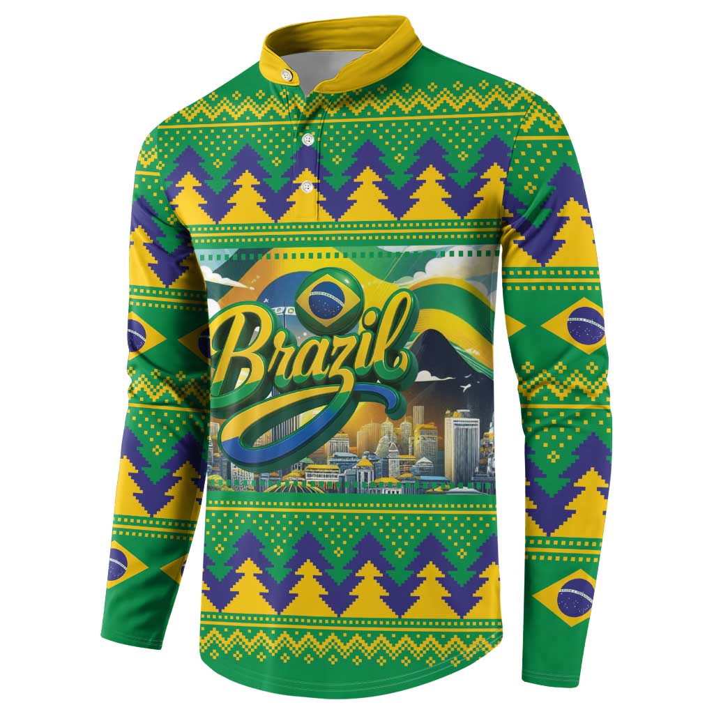 Brazil Christmas Feliz Natal Button Sweatshirt - Wonder Print Shop