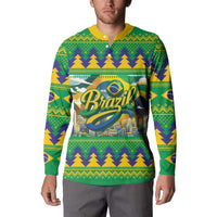 Brazil Christmas Feliz Natal Button Sweatshirt - Wonder Print Shop