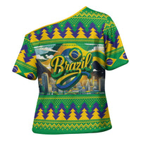 Brazil Christmas Feliz Natal Cross Shoulder Shirt - Wonder Print Shop