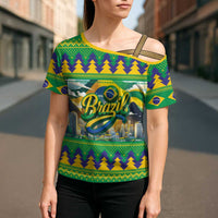 Brazil Christmas Feliz Natal Cross Shoulder Shirt - Wonder Print Shop