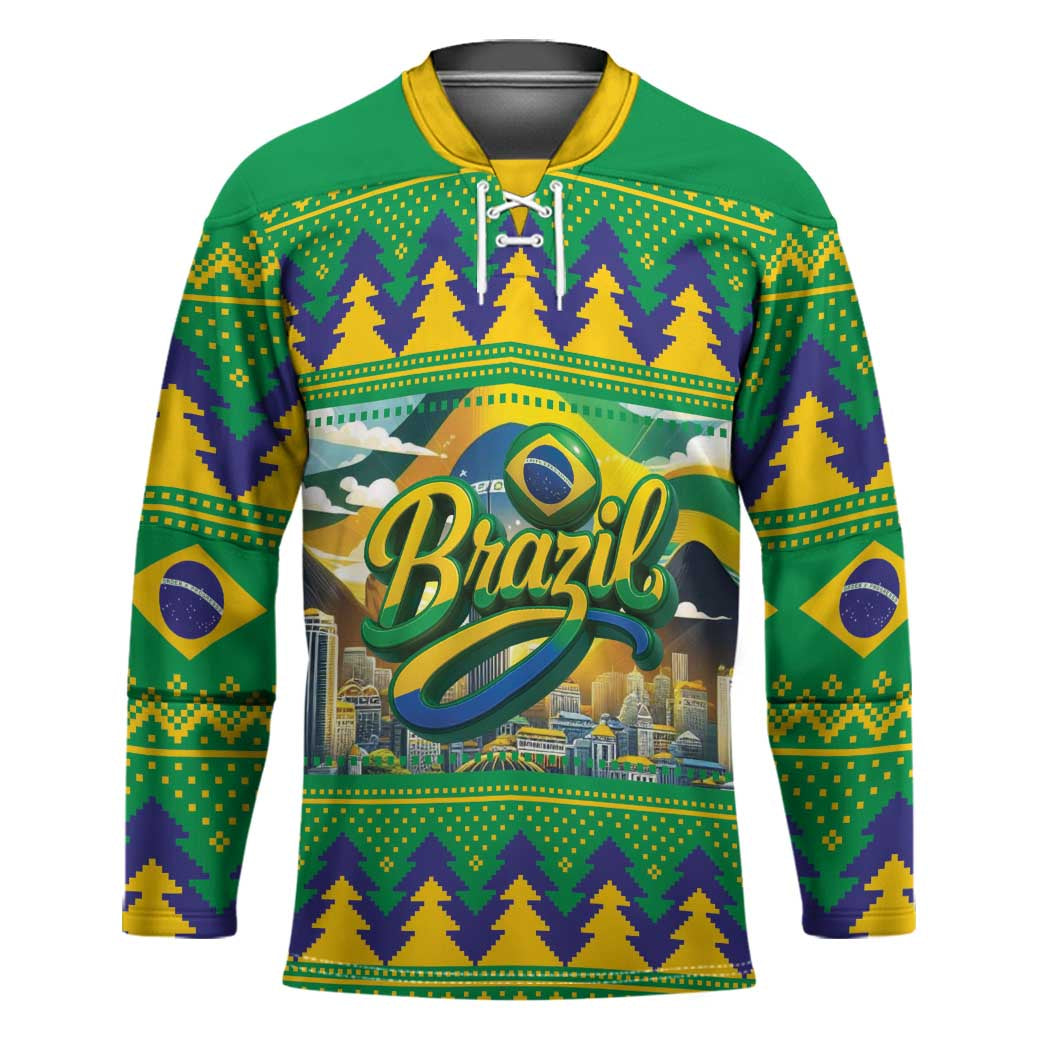 Brazil Christmas Feliz Natal Hockey Jersey - Wonder Print Shop