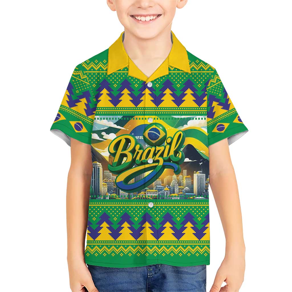 Brazil Christmas Feliz Natal Kid Hawaiian Shirt - Wonder Print Shop