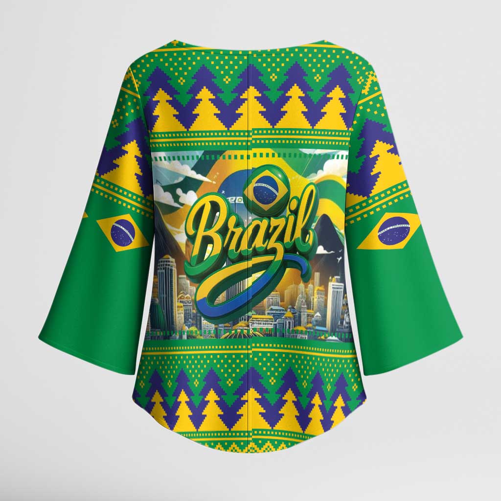 Brazil Christmas Feliz Natal Kimono Sleeve Blouse - Wonder Print Shop