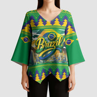 Brazil Christmas Feliz Natal Kimono Sleeve Blouse - Wonder Print Shop