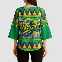 Brazil Christmas Feliz Natal Kimono Sleeve Blouse - Wonder Print Shop