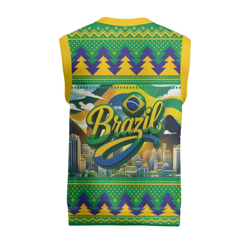 Brazil Christmas Feliz Natal Christmas Knitted V-Neck Vest - Wonder Print Shop