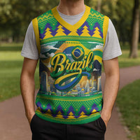Brazil Christmas Feliz Natal Christmas Knitted V-Neck Vest - Wonder Print Shop